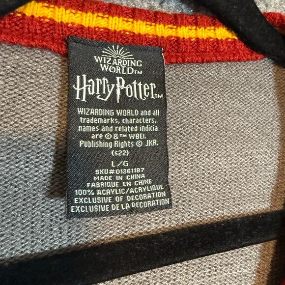 Harry Potter Wizarding World Sweater Womens Large Gray Gryffindor Cardigan - Picture 6 of 10